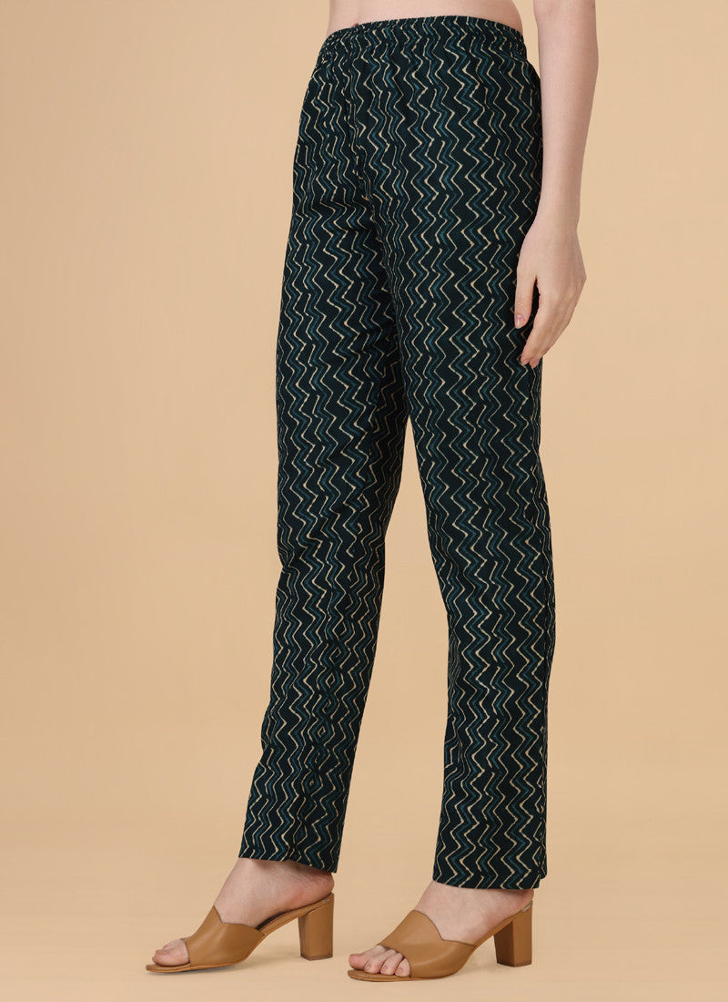Turquoise Cotton Plain Casual Party Wear Pant Suit