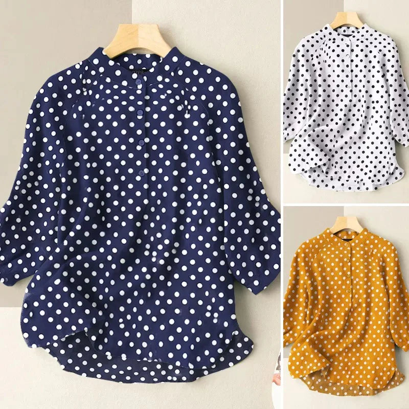 Polka Dot Printed Lantern Sleeve top
