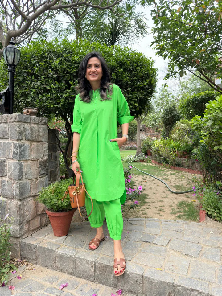 Green Cotton Kurta Set