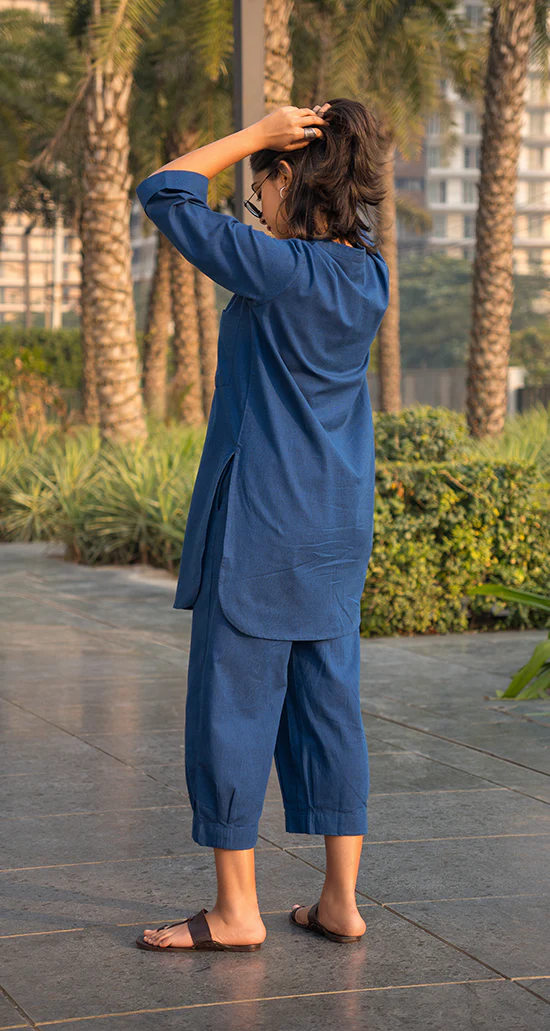 ELEZiO Ash Blue Relaxed Linen Co-Ord Set