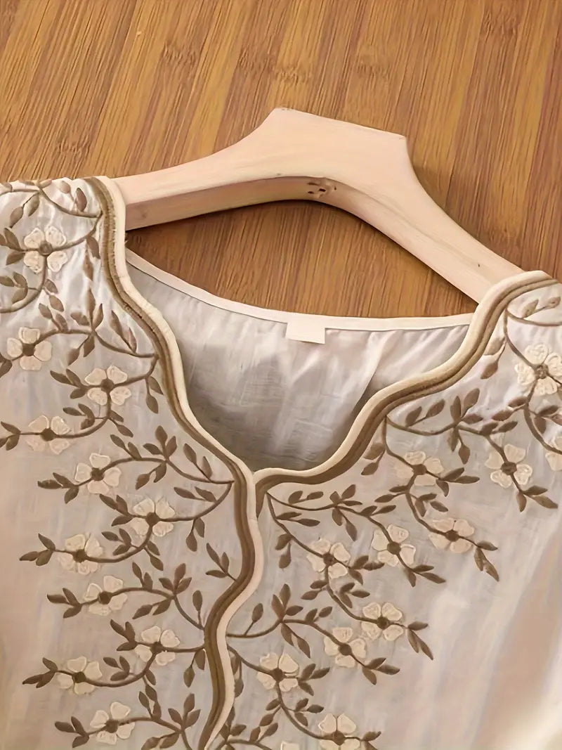 Women Cream Embroidered Top