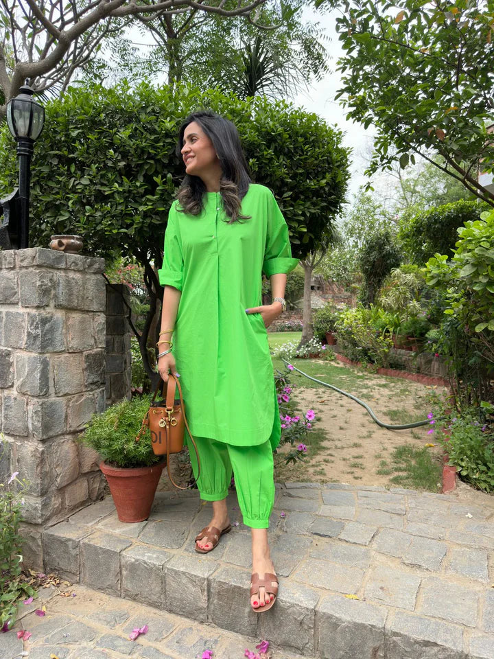 Green Cotton Kurta Set