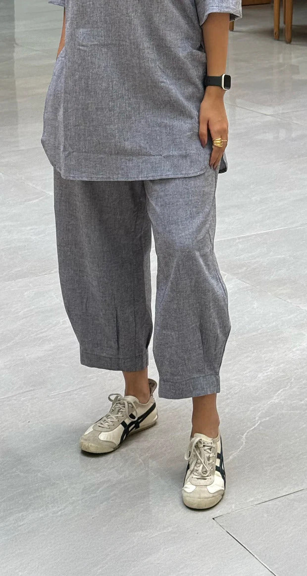 ELEZiO Ash Grey Relaxed Linen Co-Ord Set