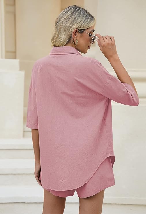 WOMEN PLAIN TOP SHIRT & SHORTS CO-ORD SET