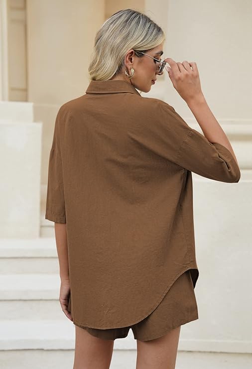 WOMEN PLAIN TOP SHIRT & SHORTS CO-ORD SET