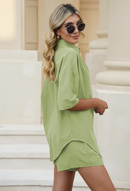 WOMEN PLAIN TOP & SHORTS CO-ORD SET