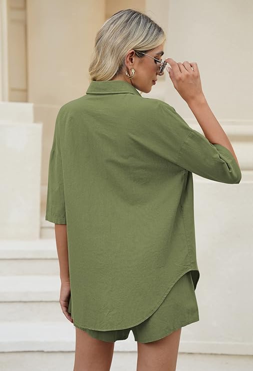 WOMEN PLAIN TOP SHIRT & SHORTS CO-ORD SET