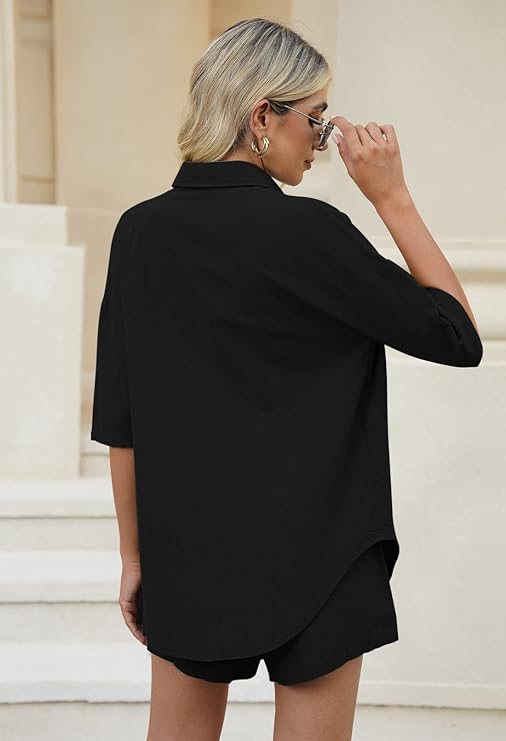 WOMEN PLAIN TOP SHIRT & SHORTS CO-ORD SET