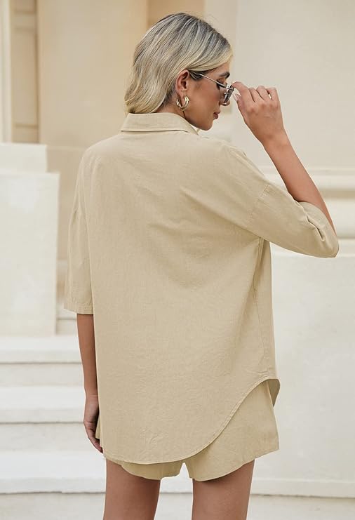 WOMEN PLAIN TOP SHIRT & SHORTS CO-ORD SET
