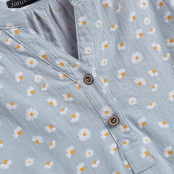 WOMEN V NECK BUTTON SHORT SLEEVE TOP SHIRTS