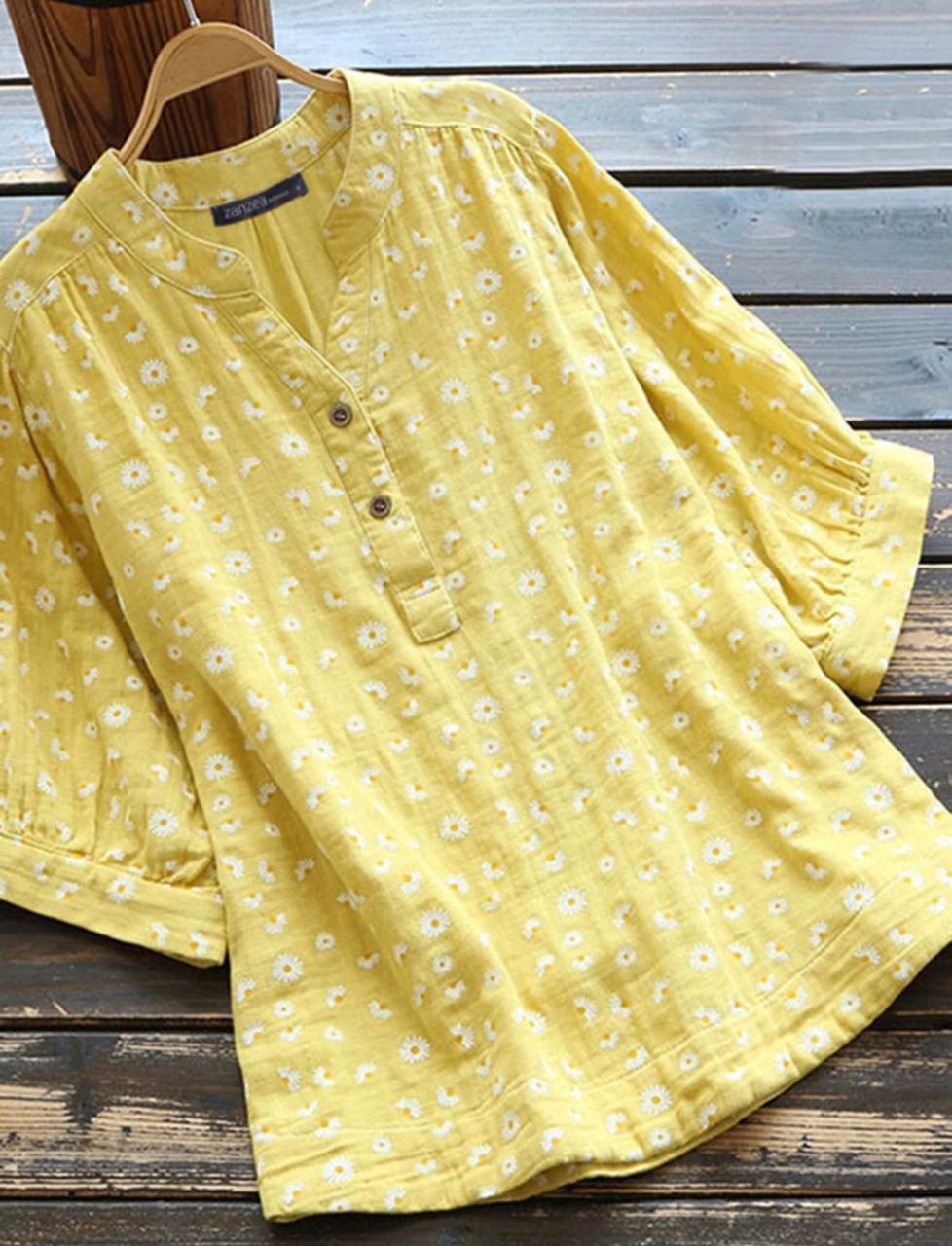 Women  V Neck Button Short Sleeve Top Shirts