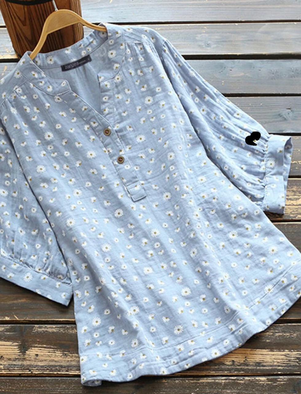 WOMEN V NECK BUTTON SHORT SLEEVE TOP SHIRTS