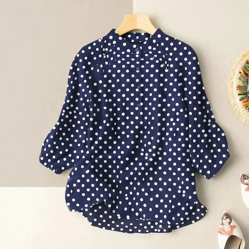 Polka Dot Printed Lantern Sleeve top