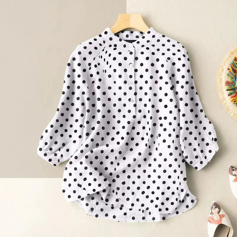 Polka Dot Printed Lantern Sleeve top