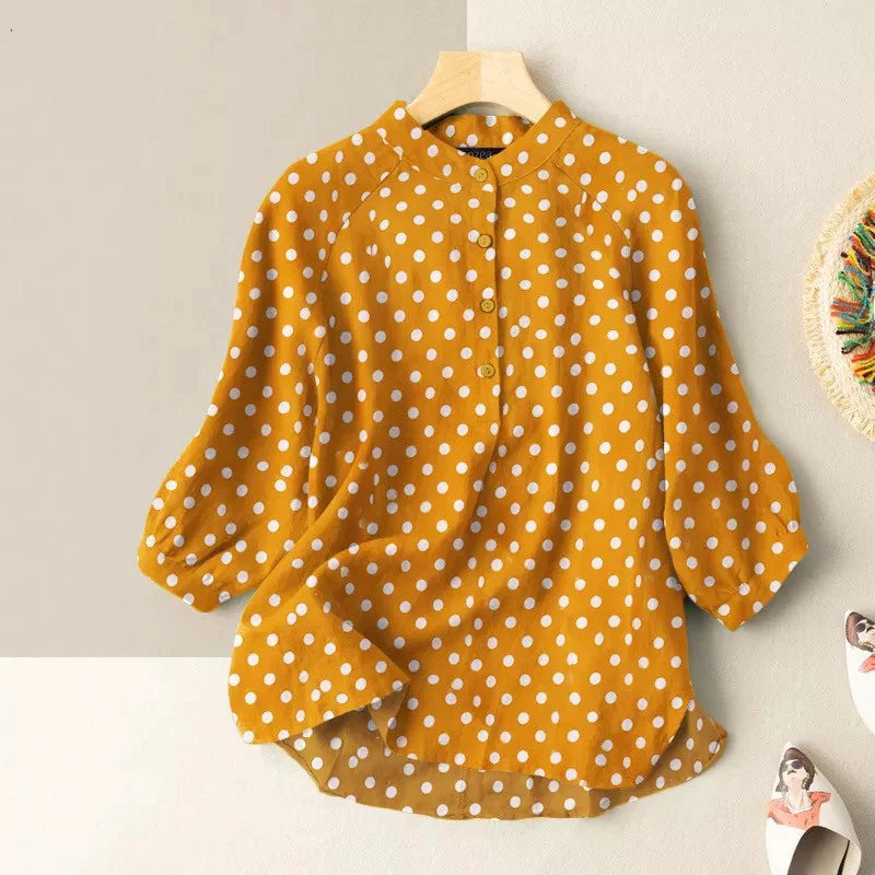 Polka Dot Printed Lantern Sleeve top