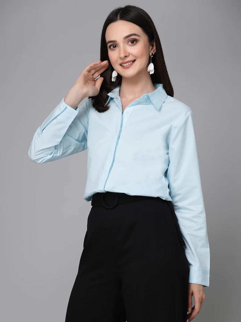 Blue formal shirt outlet women