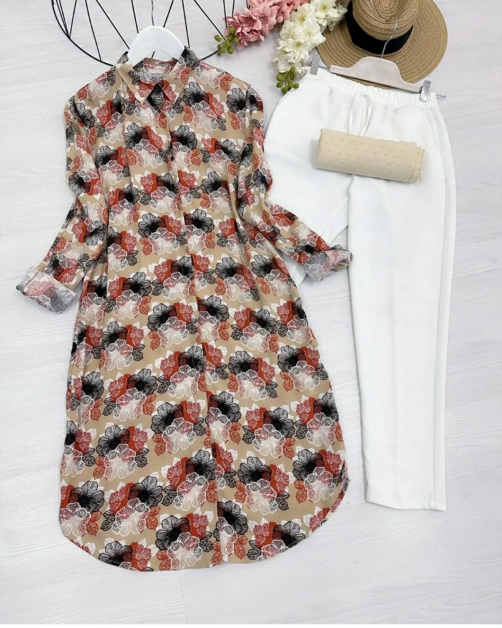 FLORAL PRINTED TOP WITH PLAIN PALAZZO SET
