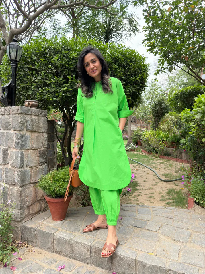 Green Cotton Kurta Set