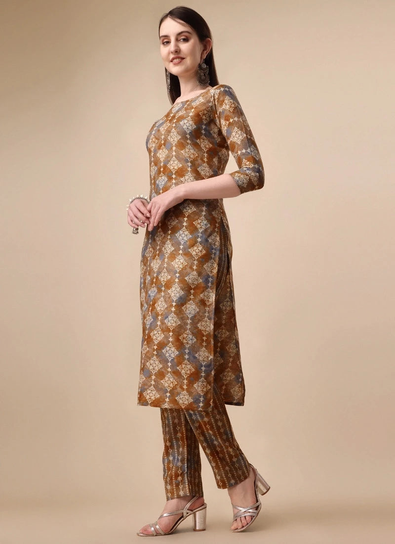 Block Print Straight Kurta & Pants Set