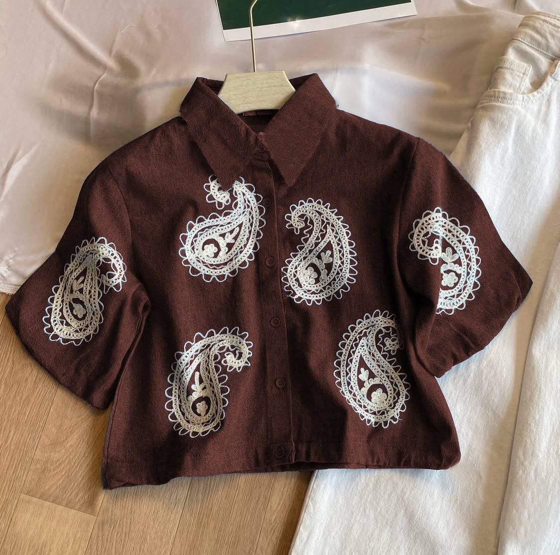 Emboriderd Crop Tunic Shirt
