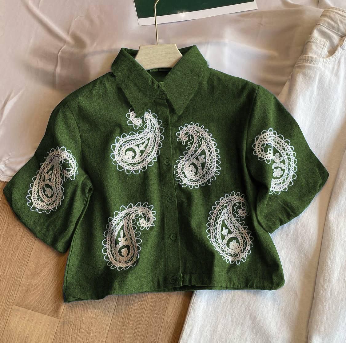 Emboriderd Crop Tunic Shirt