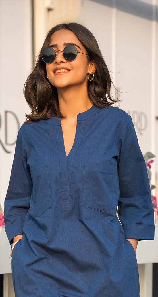 ELEZiO Ash Blue Relaxed Linen Co-Ord Set