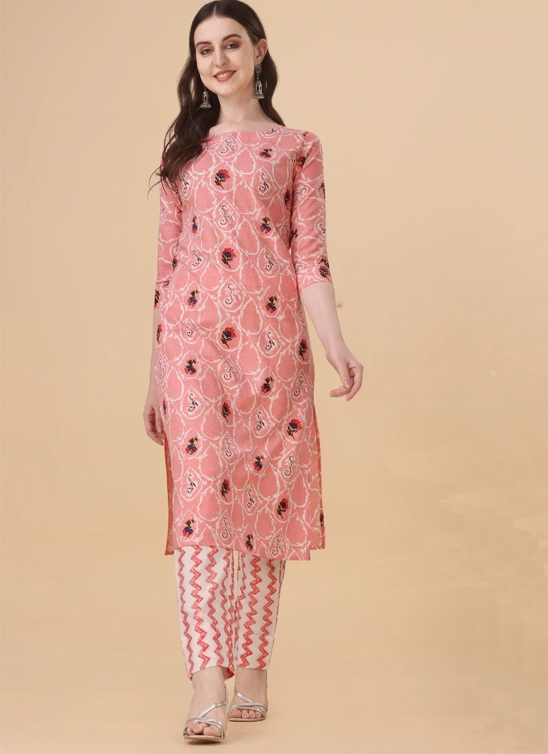 Floral Print Straight Kurta Set