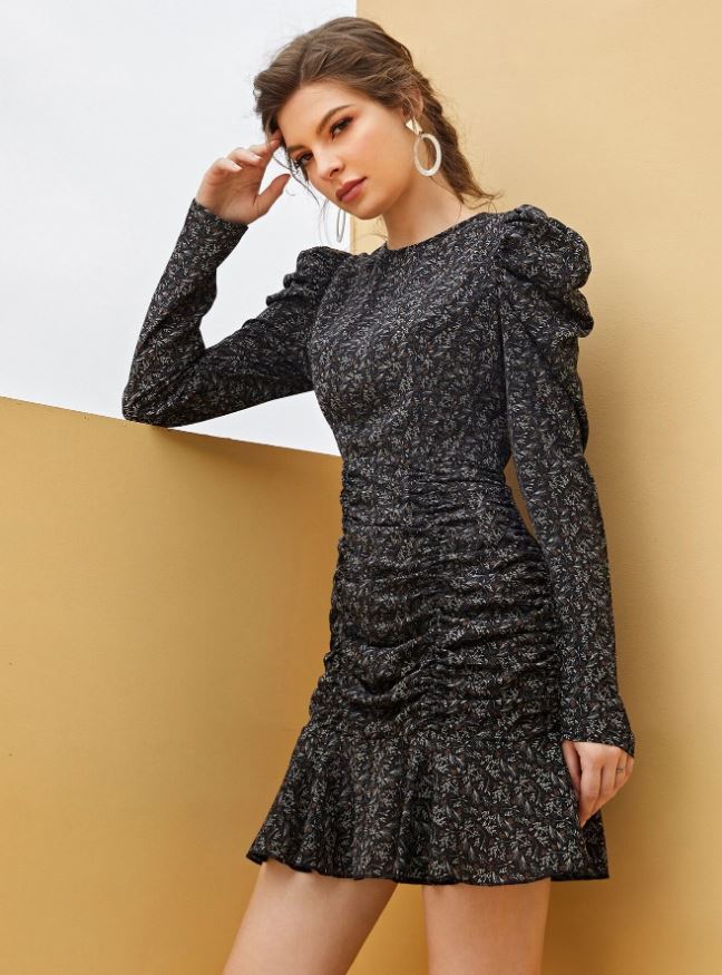 TOPLOT Black Dress for Women/Desses for Women Dress for Women/Girls Dress/Western Dresses for Women Flower Print Midi