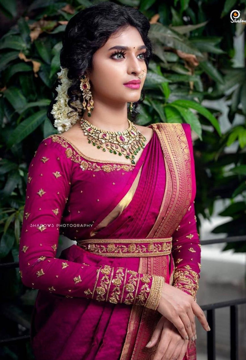 Latest Rich Pallu Firoji Colour Silk Saree With Blouse – Bahuji - Online  Fashion & Lifestyle Store