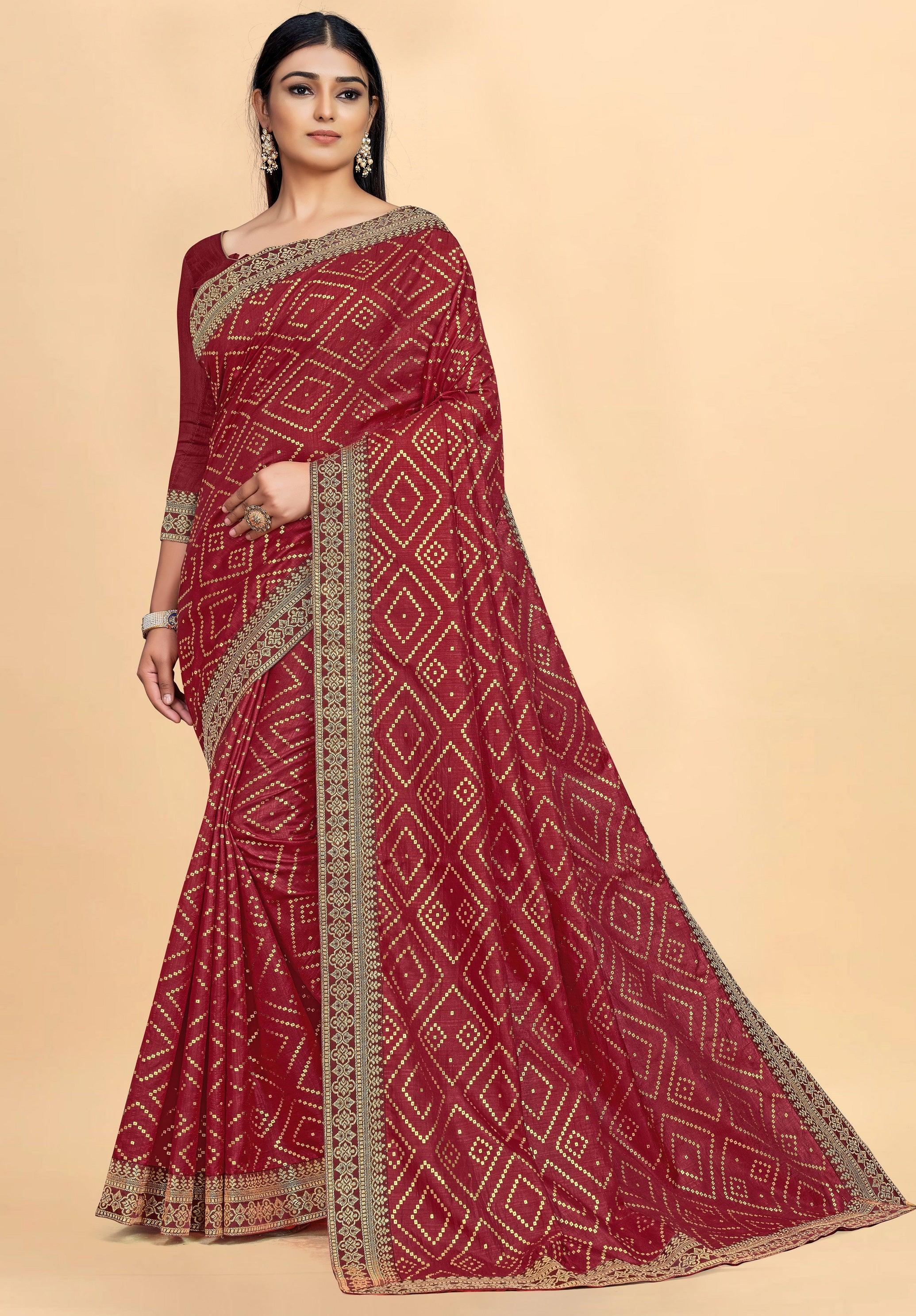 Imposing Maroon Colored Dola Silk Saree With Blouse