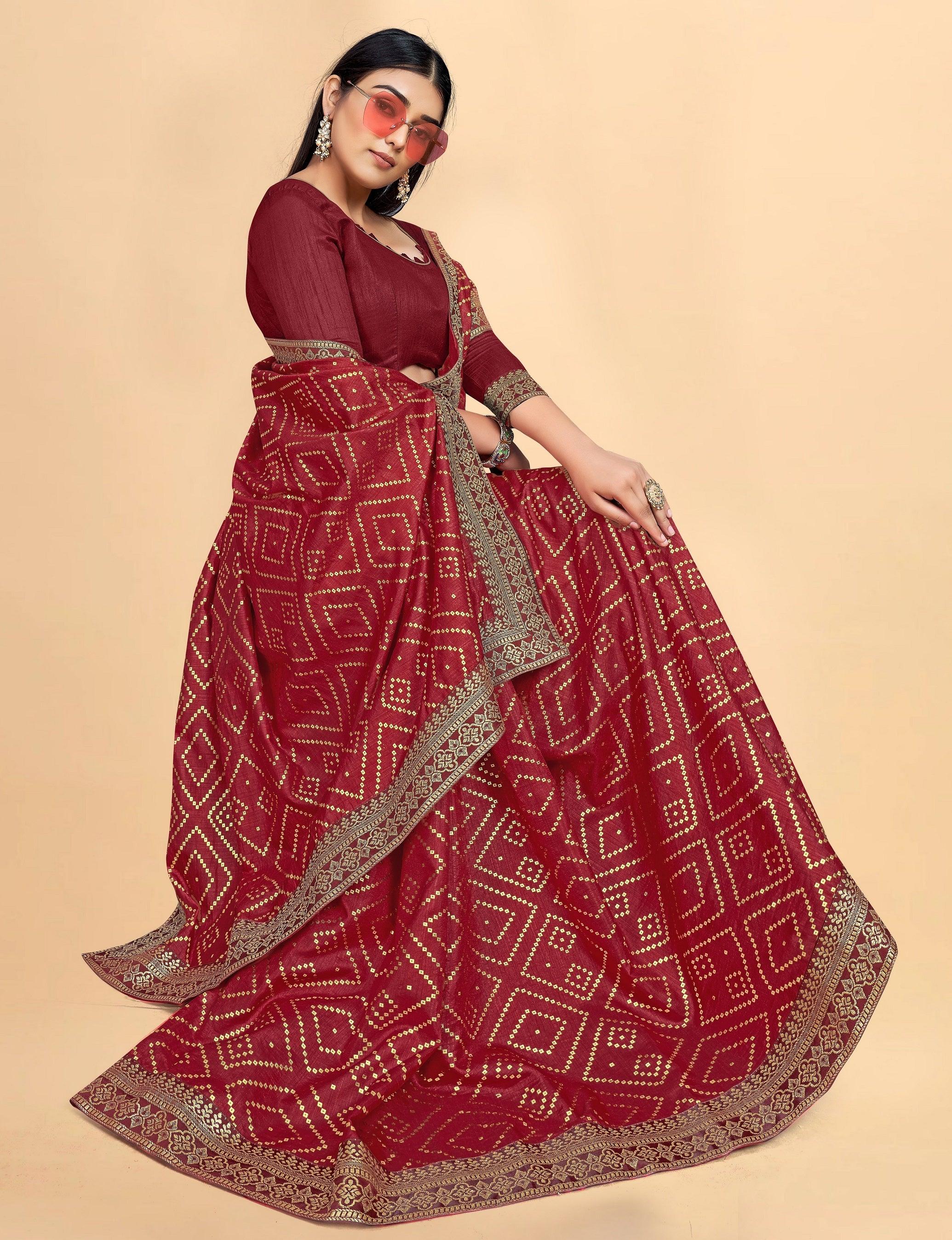 Imposing Maroon Colored Dola Silk Saree With Blouse