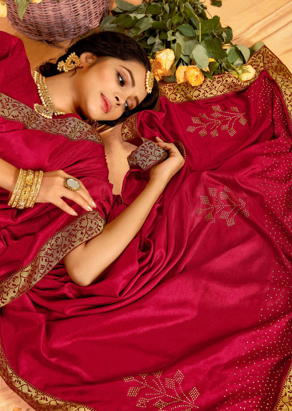 Designer Maroon Silk Saree - SR17323