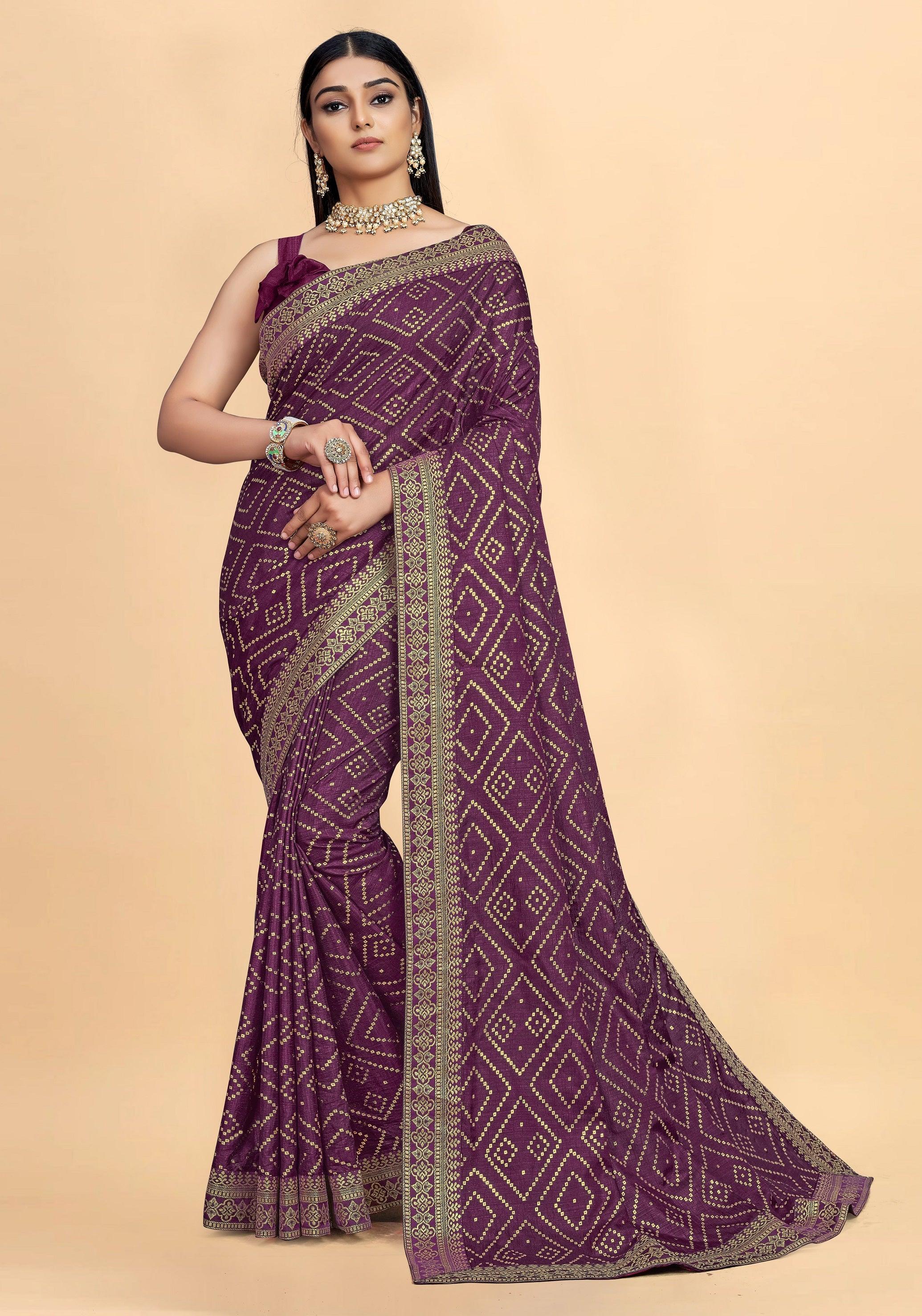 Imposing Wine Colored Dola Silk Saree With Blouse