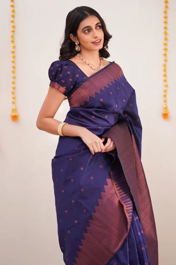 Imposing Blue  Kanchivaram Silk Saree With Blouse - 4598