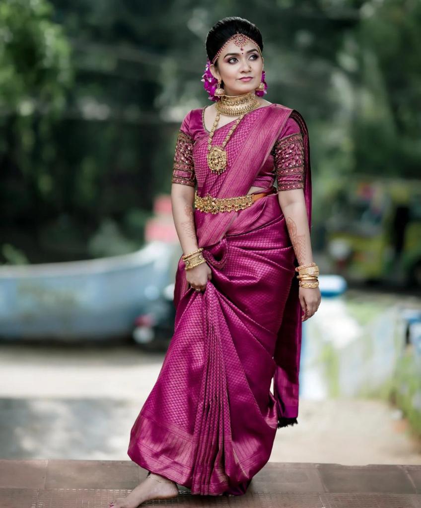 Imposing Pink Colored Kanchivaram Silk Saree With Blouse-4502