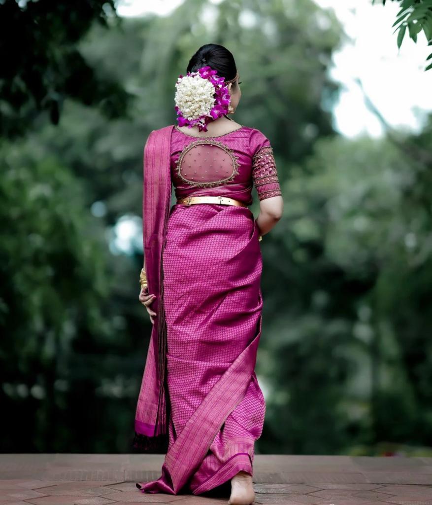 Imposing Pink Colored Kanchivaram Silk Saree With Blouse-4502