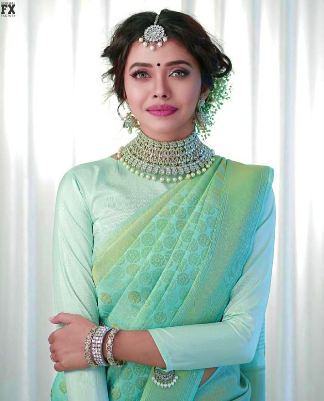 Gleaming C-Green Colored Soft Silk Designer Saree With Blouse-4516